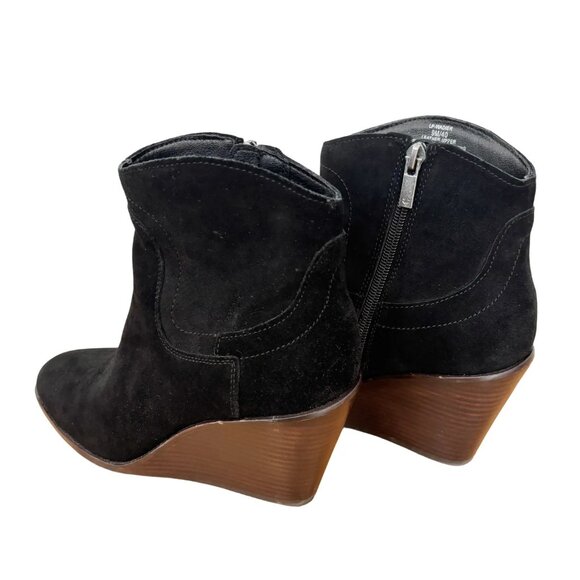 LUCKY BRAND Wadier Genuine Suede Wedge Ankle Boots in Black SZ 9 - Picture 4 of 10